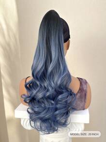Claw Ponytail Extension 18-20 Inch Ombre Blue Natural Wave Wavy Soft Natural Looking Heat Resistant Fiber Synthetic Hairpiece For Women Daily Use - Multicolor - View 3