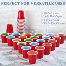 60/50/40/25/20/10 Pack 2oz Party Cups, Drinking Glasses, Tumblers, Shot Glasses, Ideal For Halloween Parties, Weddings, New Year Celebrations, Beer, Juice (Black, Gold, Pink, Red, Mini Cup Diameter 5cm, Height 5cm, Bottom 3cm) - Multicolor - View 4