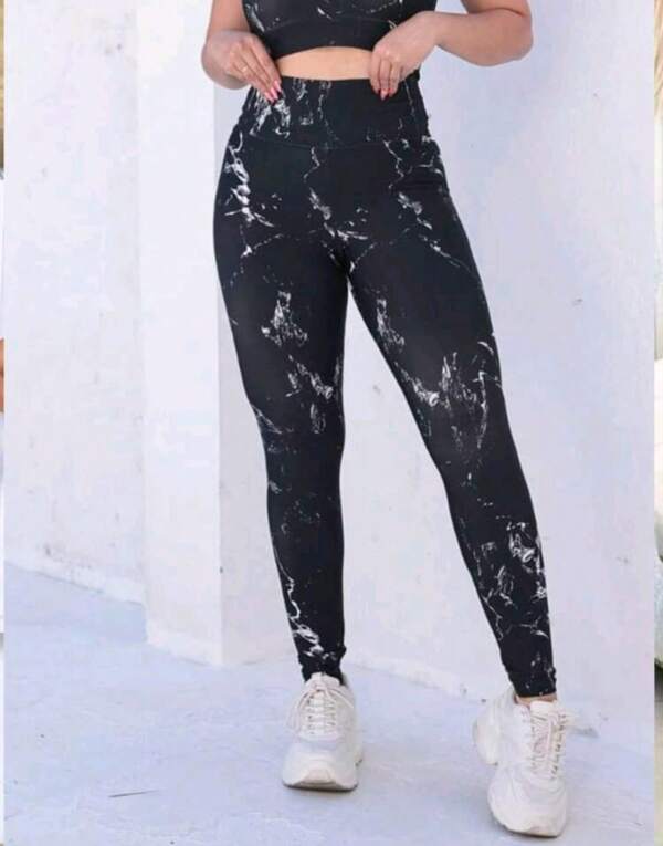 Calça Legging Marmorizada rajada fitness academia yoga esporte