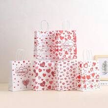 6 件心形礼品袋，棕色牛皮纸购物/派对/节日糖果袋 - 彩色 - 查看 10