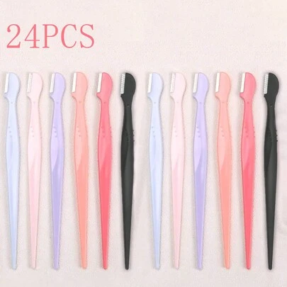 24 Stück Augenbrauen-Rasierer Set in verschiedenen Farben für Frauen, Haarentfernungswerkzeug zum einfachen Entfernen von Gesichtsbehaarung, Augenbrauen-Pflegewerkzeug mit geradem Griff, unisex Epilierer mit Schutzabdeckung, geeignet für Anfänger, um Kratzer im Gesicht oder am Körper zu vermeiden.