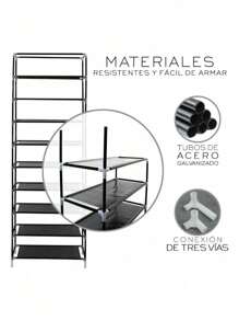 Zapatera, Organizador, Closet de Zapatos 9 Niveles Compartimientos Metal, Estante Zapatero - Multicolor - Ver 3