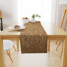 2 件古埃及象形文字风格亚麻桌旗，适用于餐厅、客厅、厨房和餐桌装饰、节日装饰