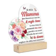 Putuo Decor 1 pezzo Decorazione da tavolo in legno con scritta amorosa a forma di cuore in acrilico per la mamma: "Non dimenticare mai che ti amo, la vita è fatta di momenti belli e brutti", decorazione da scrivania per la casa, il caminetto, il salotto, un regalo