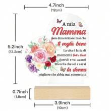 Putuo Decor 1 pezzo Decorazione da tavolo in legno con scritta amorosa a forma di cuore in acrilico per la mamma: "Non dimenticare mai che ti amo, la vita è fatta di momenti belli e brutti", decorazione da scrivania per la casa, il caminetto, il salotto, un regalo
