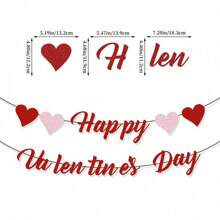 1套/3套红色心形横幅，适合情人节派对装饰、生日派对横幅串 - 彩色 - 查看 8