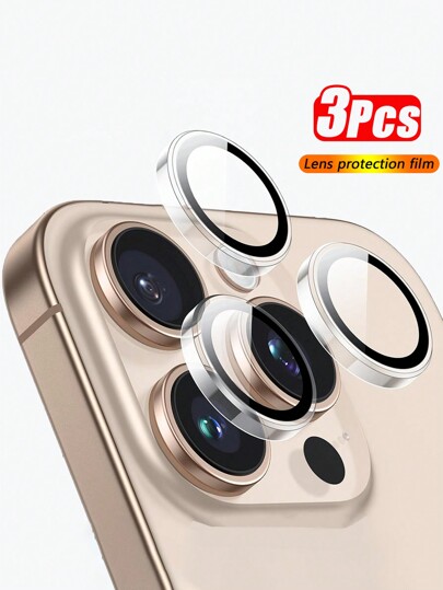 Apple Transparent Camera Lens Protective Film For IPhone 17/16 /16e /16 Pro Max/16 Pro, Single Camera Lens Protective Film, Compatible With IPhone15Promax 15 15Pro 15plus 14Promax 14Pro 14 14plus 13Promax 13 13Pro 13mini 12Promax 12 12Pro 11 HD Photos, Ultra-Thin Tempered Glass Lens Protective Film, 3 Sets Of Transparent Rings