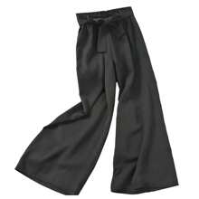 Elephant Print Silk Women's Long Pants - Black - View 2