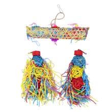 3 件套鹦鹉玩具、碎纸机彩色藤球、老虎图案咀嚼玩具，适合大型鸟类、笼子装饰 - 彩色 - 查看 9