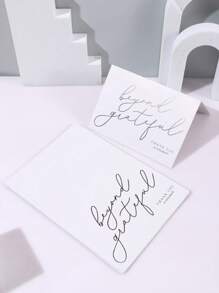 10pcs/Pack Simple White Greeting Cards, Folding Thank You Cards For Wedding, Birthday Party, Place Cards With English Letter Decor