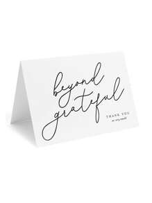 10pcs/Pack Simple White Greeting Cards, Folding Thank You Cards For Wedding, Birthday Party, Place Cards With English Letter Decor