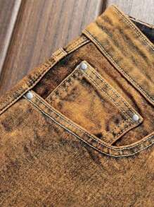 Men's Fashionable Casual Outdoor Versatile Comfortable Multi-Pocket Denim Jeans, Casual Rock Jeans, Street Utility Jogger Pants, Breathable Casual Jeans Suitable For City Walking, Hanging Out, Outdoor Activities, All Seasons - Dark Wash - View 4