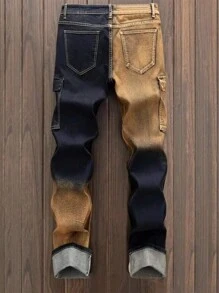 Men's Fashionable Casual Outdoor Versatile Comfortable Multi-Pocket Denim Jeans, Casual Rock Jeans, Street Utility Jogger Pants, Breathable Casual Jeans Suitable For City Walking, Hanging Out, Outdoor Activities, All Seasons - Dark Wash - View 2