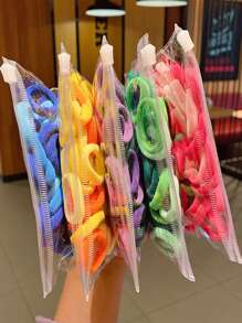 50/100 pièces Lot assorti de couleurs Attaches pour cheveux en flanelle, style mignon et simple, imprimé marguerite, rouge, noir, pêche, violet, blanc. Accessoires de coiffure, de beauté et de soins personnels : chouchous, élastiques à cheveux, bandes élastiques pour cheveux
