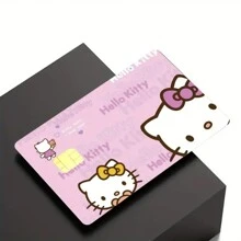 Sanrio 1pc/[Coleção completa de adesivos de cartão Hello Kitty] Porta-cartão de crédito Hello Kitty - Design fofo de desenho animado, poliéster, adesivo de plástico resistente a arranhões, para identificação de estudante, cartão de ônibus, cartão de banco e outros cartões. Acessório da moda