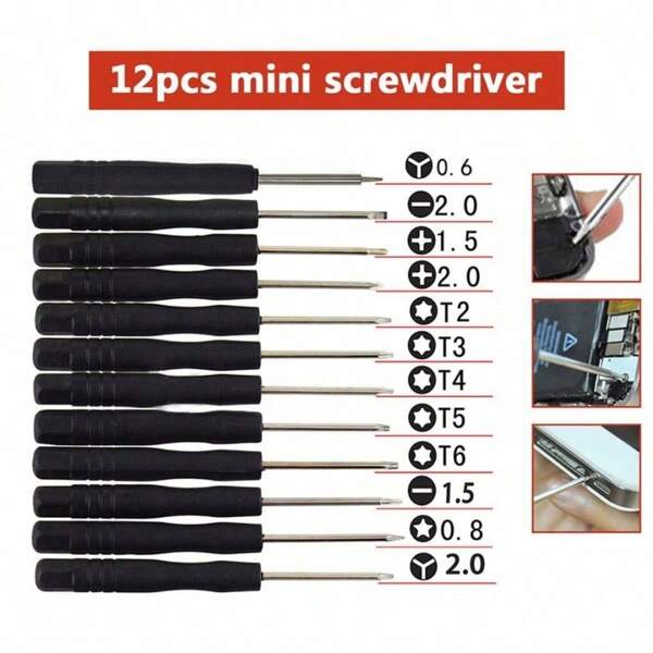 12 Pieces Screwdriver Set Precision Multi-Sizes Plastic Handle Mini Screwdrivers Repairing Tools For Electronic Products, Tools For Men