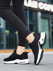 Zapatos de running casual para mujeres, Zapatillas De Malla Bajas Para Actividades Al Aire Libre, Ofreciendo Comodidad Y Estilo Durante La Jornada, ligeras,transpirables, elásticas y para deportes al aire libre - Negro - Ver 4