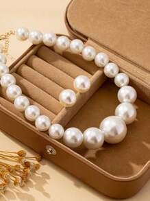 Luxury Elegant Faux Pearl Earrings & Necklace Jewelry Set, Suitable For Daily Wear, Parties And Gifting