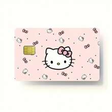 Sanrio 1pc/[Coleção completa de adesivos de cartão Hello Kitty] Porta-cartão de crédito Hello Kitty - Design fofo de desenho animado, poliéster, adesivo de plástico resistente a arranhões, para identificação de estudante, cartão de ônibus, cartão de banco e outros cartões. Acessório da moda