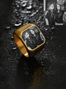 Personalized Stainless Steel Gemstone Ring, Family Ring, Wedding Gift - Style 1 - View 4