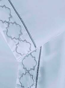 Luxurious 4-Piece King\Queen\Double Bed Set - 400 Thread Count Percale - Stick Stitch And Embroidery - Infinity - Gris - Ver 3