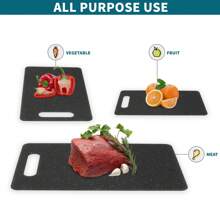 3pcs/Set Marble Pattern Plastic Cutting Boards, Kitchen Preparation Boards, Separated Raw & Cooked Food, Double Sided Fruit & Vegetable Chopping Boards, Small/Medium/Large 3 Pieces Cutting Board Set - Black - View 2