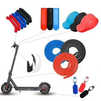 Set de 6 accesorios de silicona para patinete, que incluye agarre de manija de freno, protector de cable en espiral, cubierta impermeable para puerto de carga, funda de silicona para el tablero, cubierta protectora del acelerador y gancho, compatible con los modelos M365/1S/Pro/Pro2