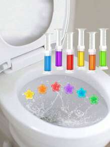 6pcs/Set 6 Colors And Fragrances Toilet Cleaning Gel, Floral Printed Toilet Gel, Floral Fragrance Toilet Deodorizing Gel, Toilet Cleaner, Odor Eliminating Gel, Bathroom Air Freshener, Suitable For Toilet, Bathroom, Cleaning Supplies