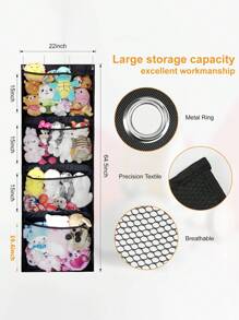 1 حقيبة شبكية كبيرة الحجم تعلق على الباب الداخلي لحجرة الأطفال، منظم للألعاب، ديكور رومانسي لعيد الحب - الأسود - مشاهدة 2