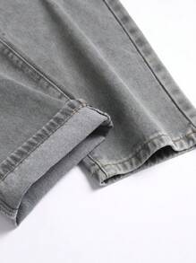 Men's Front Button Pocket Simple Casual Fashion Distressed Denim Jeans - Grey - View 4