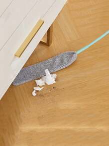 1 pieza Plumero para limpieza, plumero de piso con palo extensible y cabezal de microfibra flexible, limpiador lavable, plumero para la parte inferior de los muebles