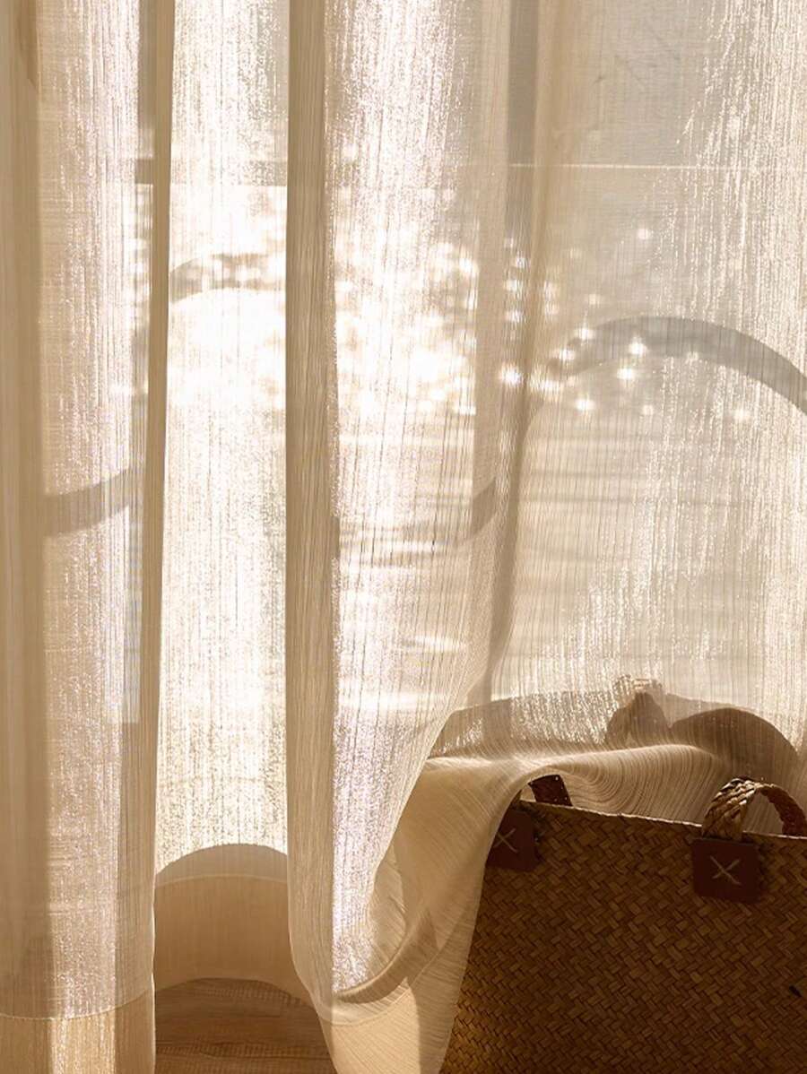 1pc Metallic Tulle Dreamy Princess Style Sparkling Sheer Curtain, Dust-Proof For Wedding, Living Room, Partition