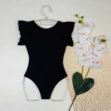 Fashionable Kids Set Bodysuit Jeans Pants Blogger Outfit Girls - Black - View 3