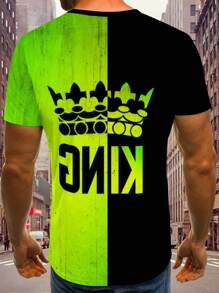 2 件“KING”字母印花夏季服装套装 - 时尚短袖圆领 T 恤，舒适合身，弹性腰部短裤，带实用口袋，适合男士 - 非常适合日常休闲穿着、户外活动和旅行