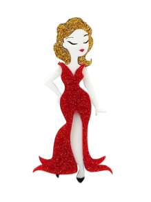 1 件优雅连衣裙女孩亚克力胸针，韩式和日式原创女士配饰 - 女孩 - 查看 1