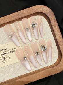 10Pcs Flash Cat Eyes Long Resin Nail Extension Chip-Proof Smudge-Proof Fake Nails For Women And Girl Nail Salon Press On Nails Nail Supplies Nails