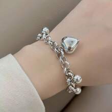 Gelang Bola Cinta Perak Sterling Baru untuk Wanita, Fashion Kelas Atas, Serbaguna, Multi-Liontin, Unik, Personalisasi, Dekorasi Tangan Sederhana - gelang bola cinta - View 6