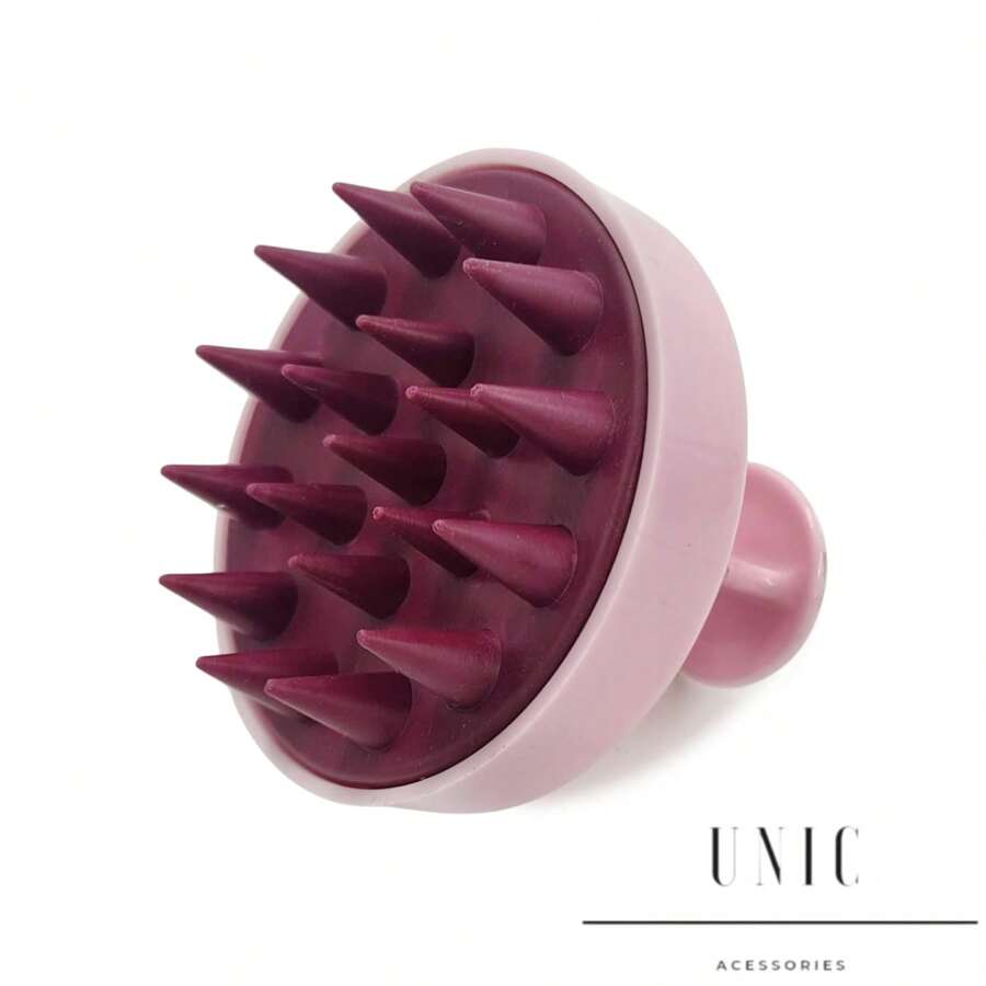 Anti-Hair Loss Silicone Hair Massage Brush - Burgundy - View 1