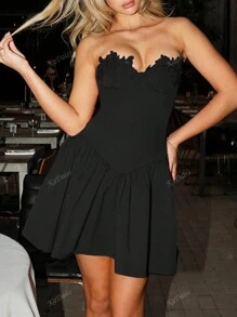 Women Bodycon Mini , Sexy Sweetheart Neckline A-Line Dress, Slim Fit European And American Style, Suitable For Wedding Bridal, Spring