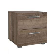 Mesa de noche de dormitorio con 2 cajones estilo Loft para adultos, color blanco-Vzcxgf