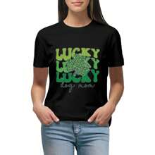 Women's Lucky Print Shirt Short Sleeves T Shirt Casual T Shirts Novelty Shirt Graphic Tees Clothes Top Comfortable Shirts For Women Adult