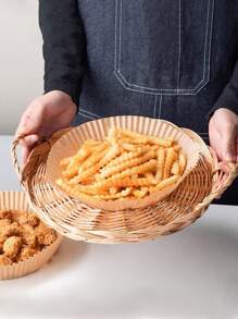 100 件空气炸锅内胆、不粘空气炸锅纸、厨房必备的无脏乱烹饪工具、烘焙纸、烤箱和微波炉空气炸锅内胆、万圣节、感恩节和圣诞节食物准备的必备厨房配件、轻松清洁的秘诀