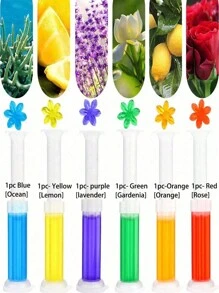 6pcs/Set 6 Colors And Fragrances Toilet Cleaning Gel, Floral Printed Toilet Gel, Floral Fragrance Toilet Deodorizing Gel, Toilet Cleaner, Odor Eliminating Gel, Bathroom Air Freshener, Suitable For Toilet, Bathroom, Cleaning Supplies
