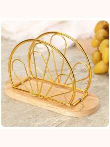 1pc Nordic Style Wooden Base Wrought Iron Napkin Holder, Vertical Paper Towel Holder, Western Restaurant Napkin Holder, Storage Rack, Wooden Paper Towel Holder, Vertical Metal Paper Towel Dispenser, Desktop Decoration Accessories, Suitable For Home, Restaurant, Hotel And Cafe Home Decoration,Festival Family Gathering, Kitchen Dining Table Decor,Picnics, Dinner Party. - Multicolor - View 14