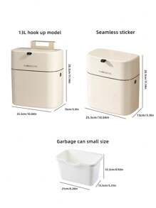 1pc Slimline Wall Mounted Trash Can - High-Capacity, Aesthetically Design With Lid - Space-Saving Garbage Can For Home Use - Perfect For Living Room, Toilet, And Kitchen - Multicolor - View 12