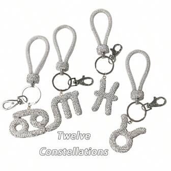 这款12色白色AB十二星座水钻汽车钥匙扣——美丽女孩，你可以做很多了不起的事情，钥匙扣腕带钱包，腕带挂绳，手机钱包腕带，闪亮钥匙扣，女士汽车配饰，包包挂饰，背包装饰，适合上学、万圣节、教师节、圣诞节等场合，可爱哥特风，带证件夹的包带，汽车配饰，包包挂饰，送给朋友或姐妹的礼物