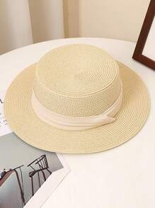 Casual Straw Hat, Versatile Wide Brim Sun Hat For Women, Men, Elegant Bohemian Style, UV Protection, Suitable For Beach, Vacation, Street Wear, Spring & Summer - Straw Hat - View 16