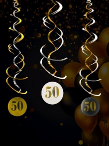 9 peças/Conjunto Bandeirolas Espirais de PVC + Espirais Duplas + Números em Folha, Adequado para Decorações de Festa de Aniversário de 18°/20°/30°/40°/50°, Também Pode Ser Usado para Decorações de Aniversário de 18/20/30/40/50