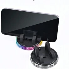 Car-Mounted Mobile Phone Holder With Diamond Setting, Cute Female, Horizontal And Vertical Screen, Center Console, Car Navigation Support