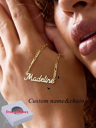 Collar con placa de nombre personalizada de 7 estilos de cadena, de acero inoxidable, para mujer, hombre y pareja, chapado en oro de 18k, anti desvanecimiento, collar gargantilla personalizado, joyería de boda estética y dorada, accesorio perfecto para regalo